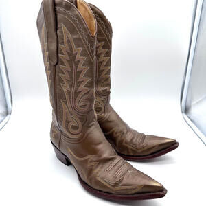 OLD GRINGO Metallic Bronze Embroidered Boho Indie Western Cowboy Leather Boots 9